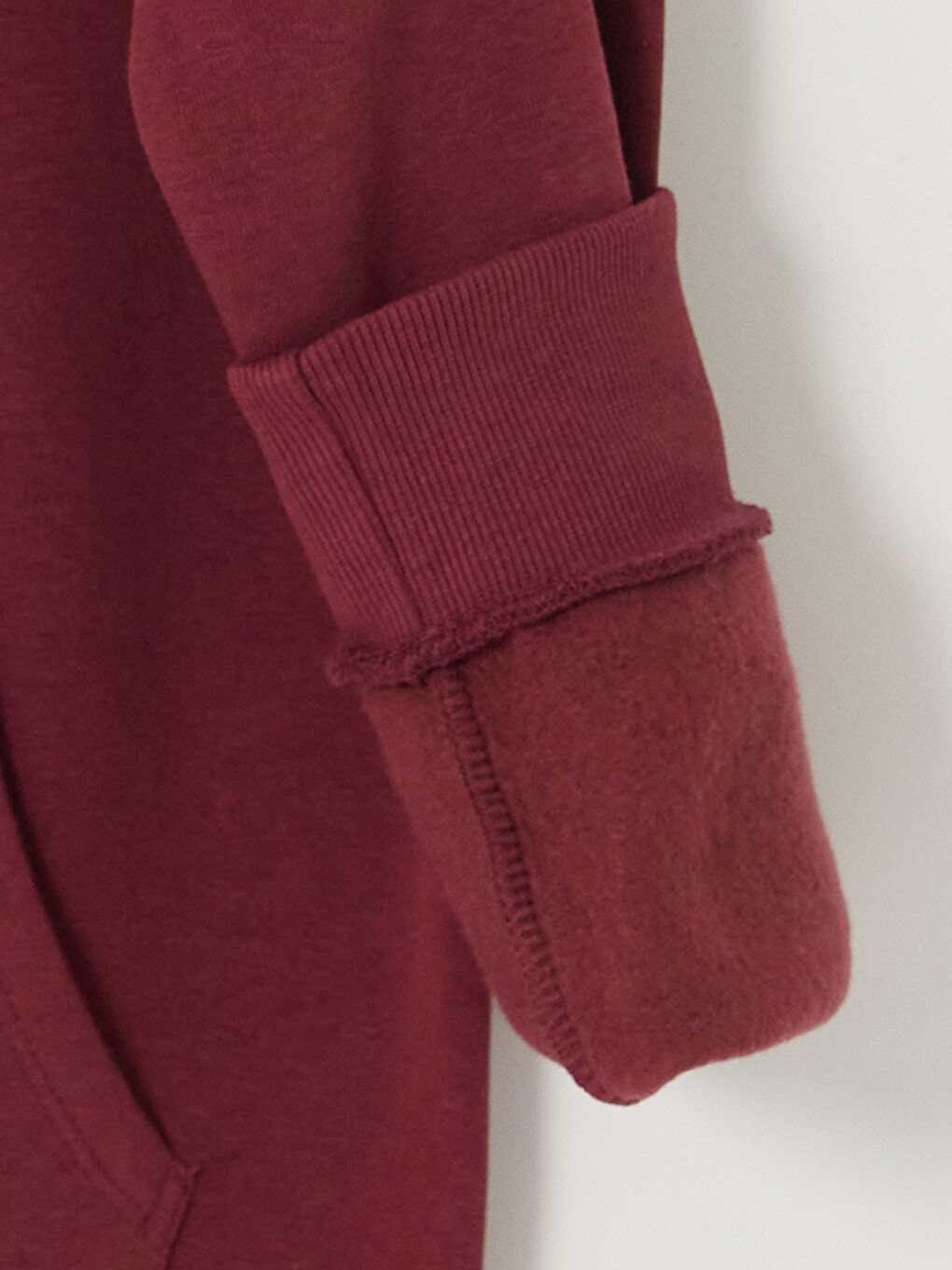 Bordo Dik Yaka Kadın Kalın Fermuarlı Sweatshirt-1