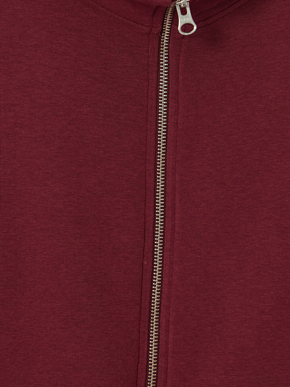 Bordo Dik Yaka Kadın Kalın Fermuarlı Sweatshirt-2