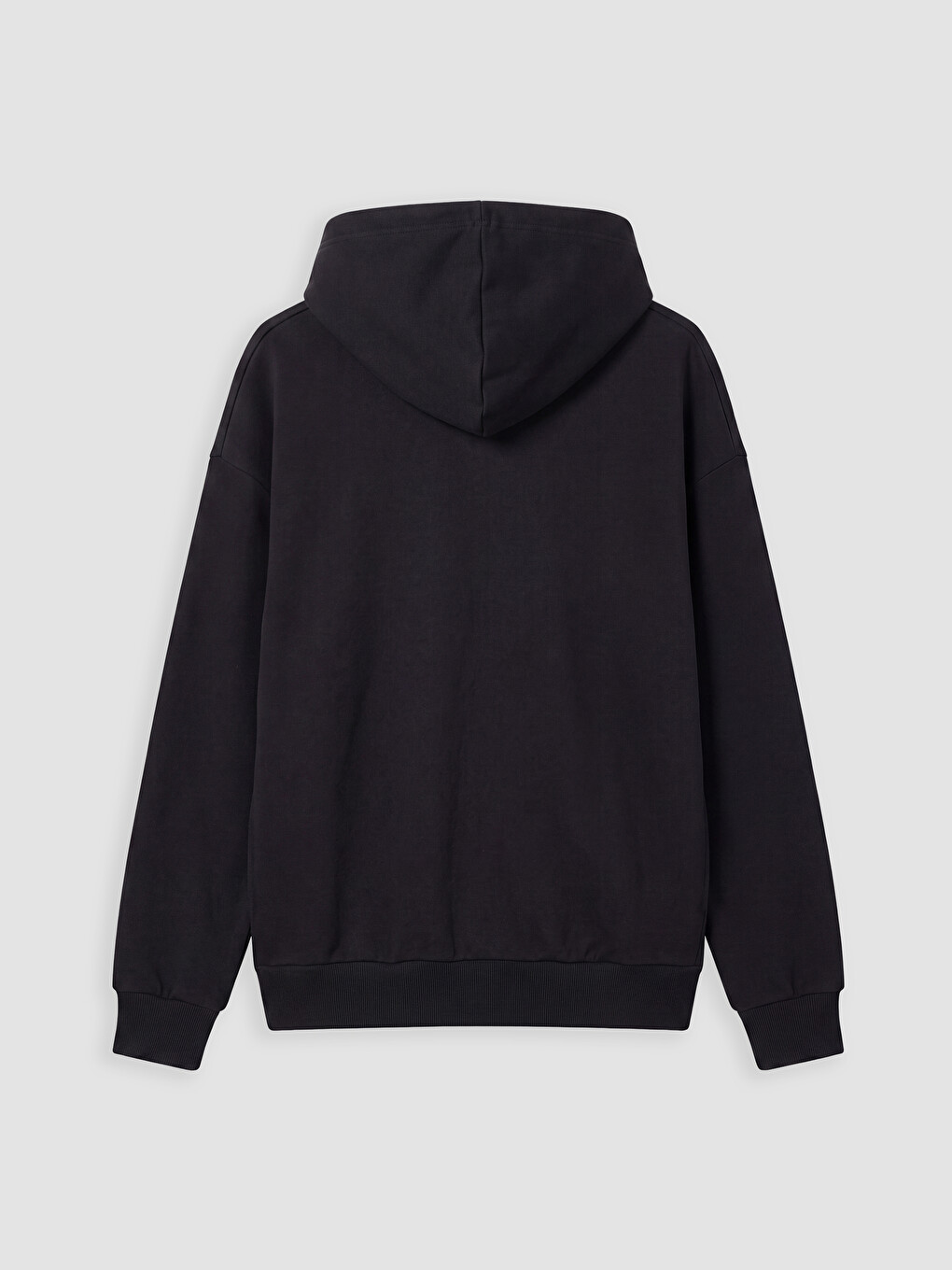 Siyah Kapüşonlu Oversize Kadın Fermuarlı Sweatshirt-3