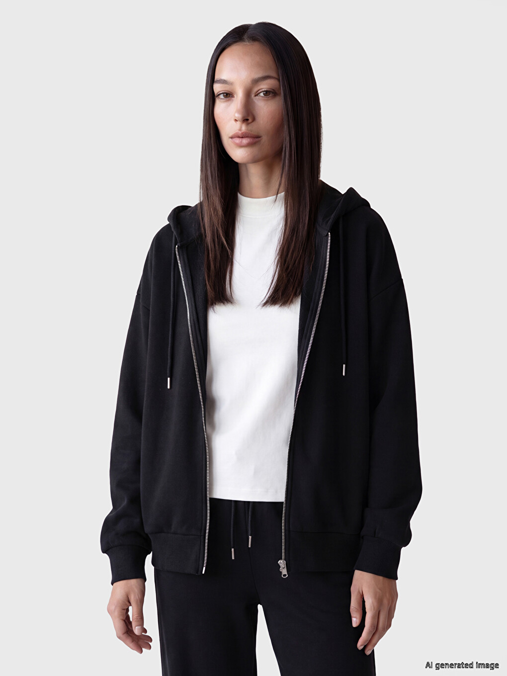 Hooded Oversize Women's Zippered Sweatshirt