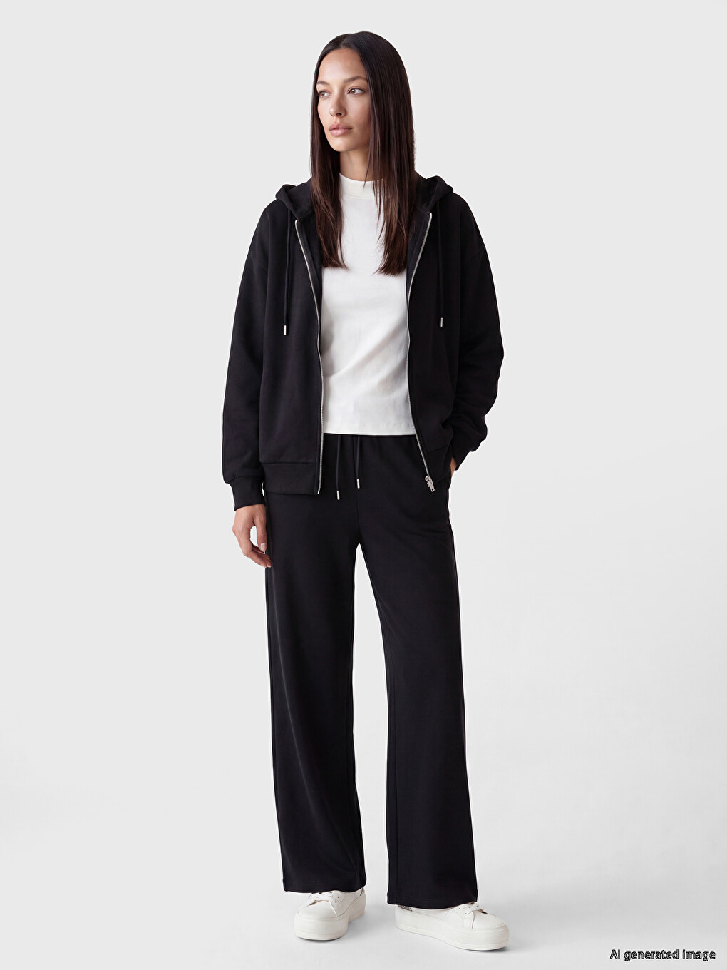 Hooded Oversize Women's Zippered Sweatshirt-1