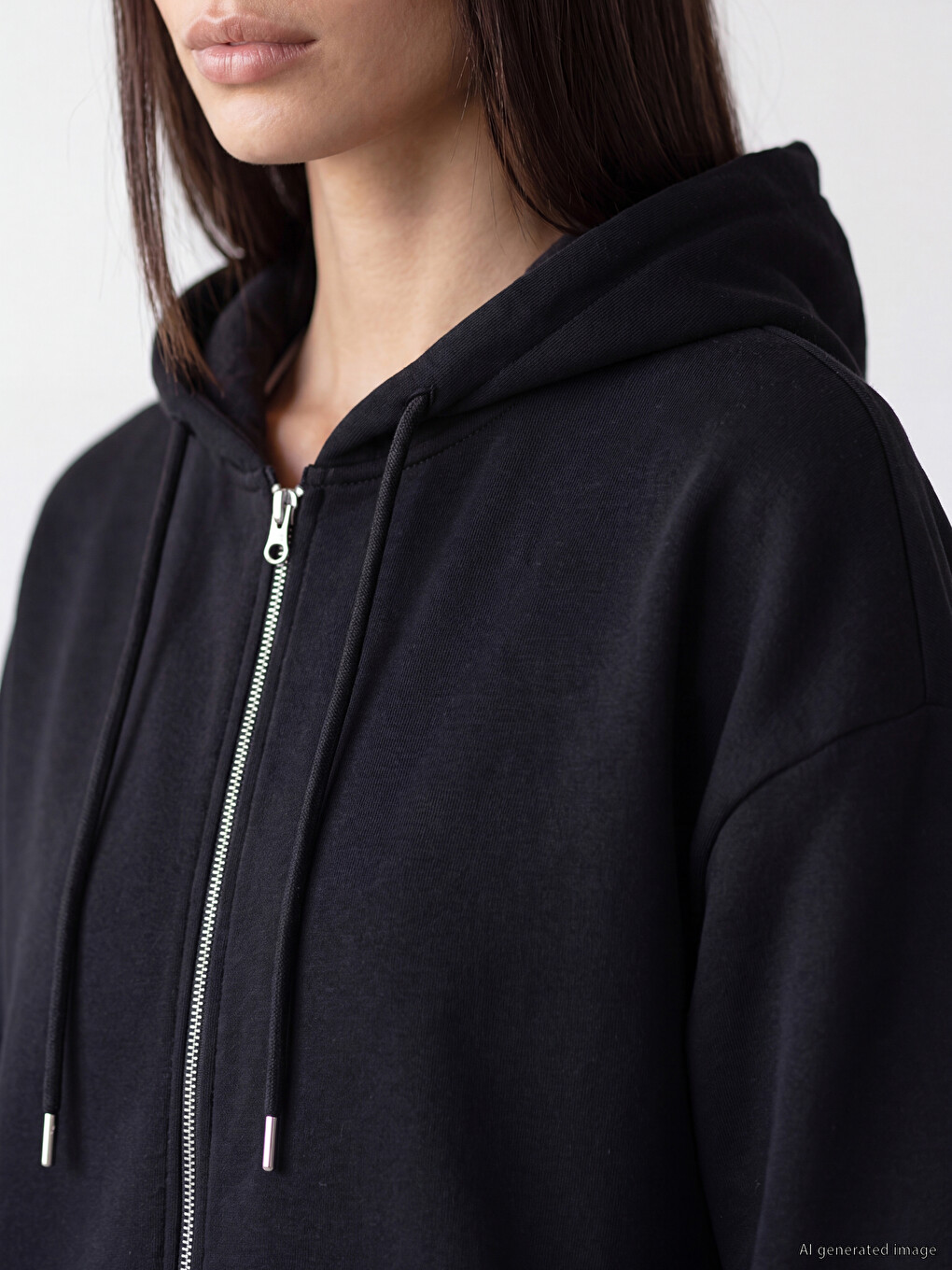Hooded Oversize Women's Zippered Sweatshirt-2
