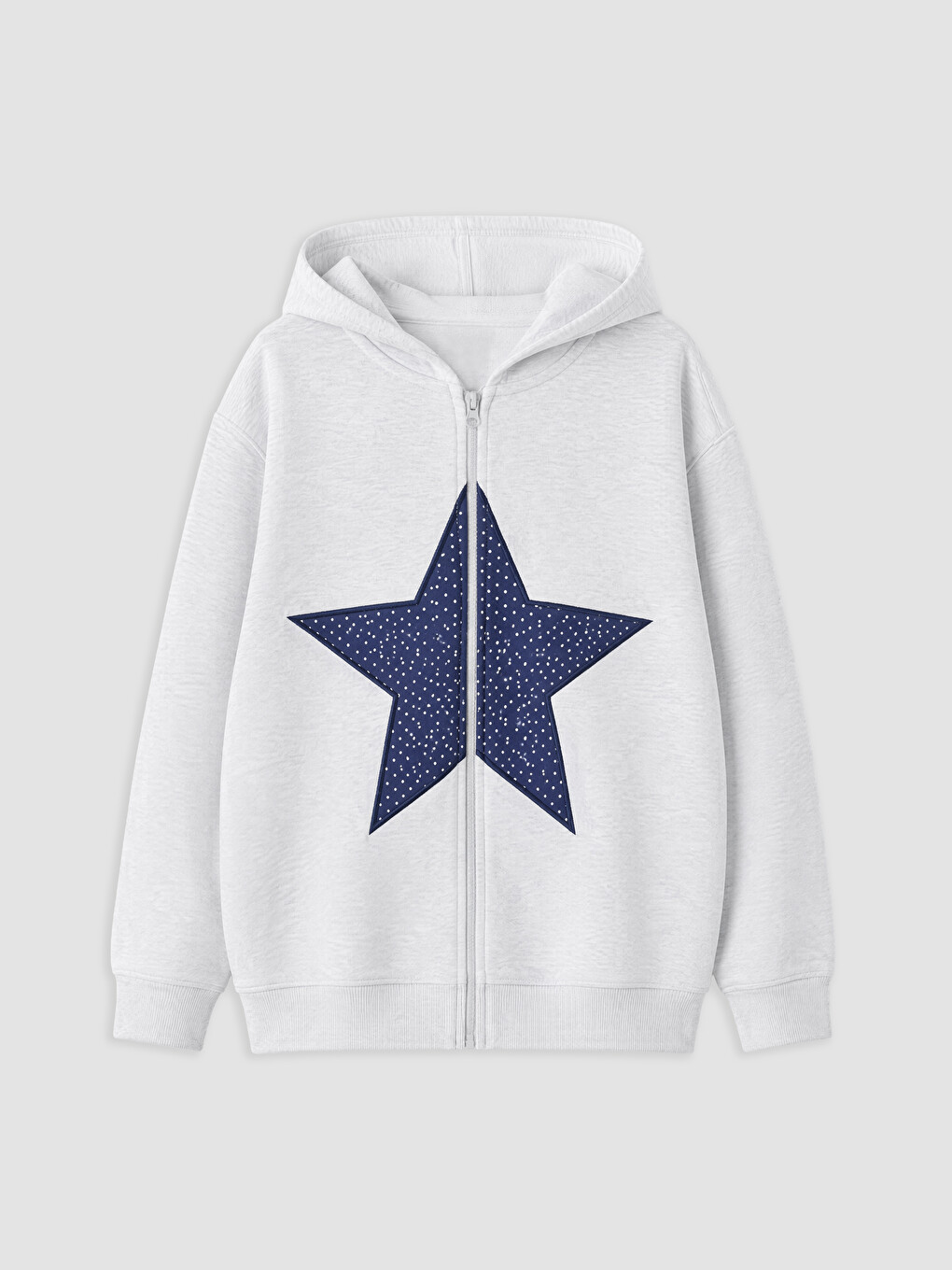 Gri Kız Çocuk Fermuarlı Sweatshirt