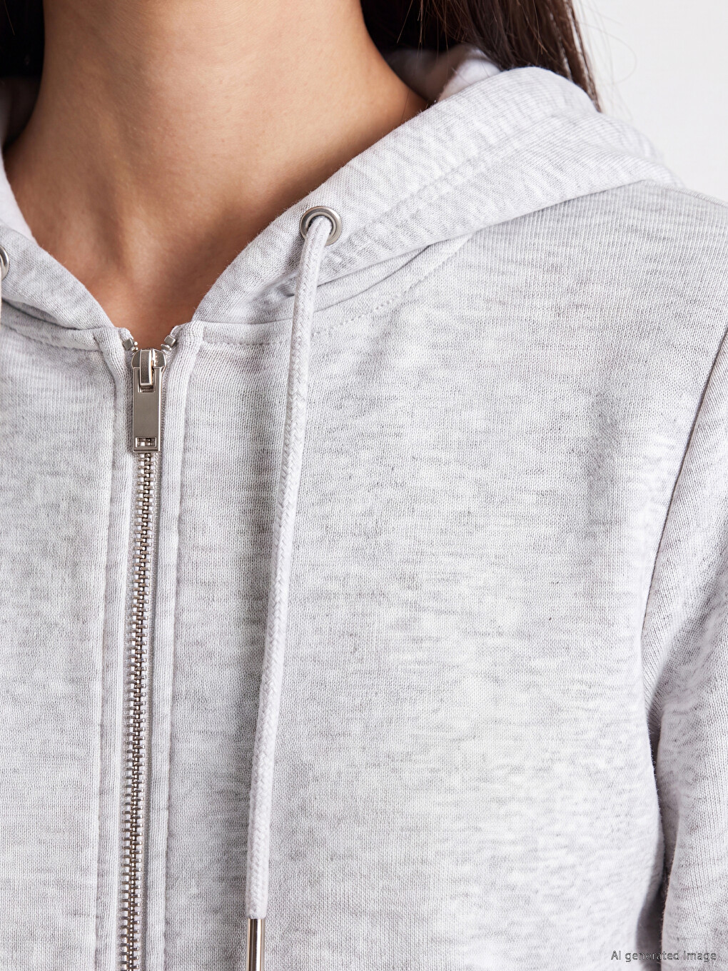 Beyaz Kalın Oversize Kadın Fermuarlı Sweatshirt-2