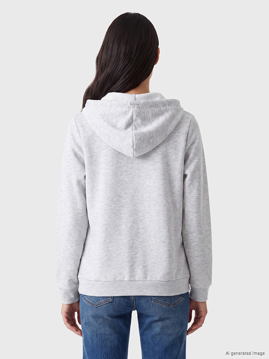 Beyaz Kalın Oversize Kadın Fermuarlı Sweatshirt-3