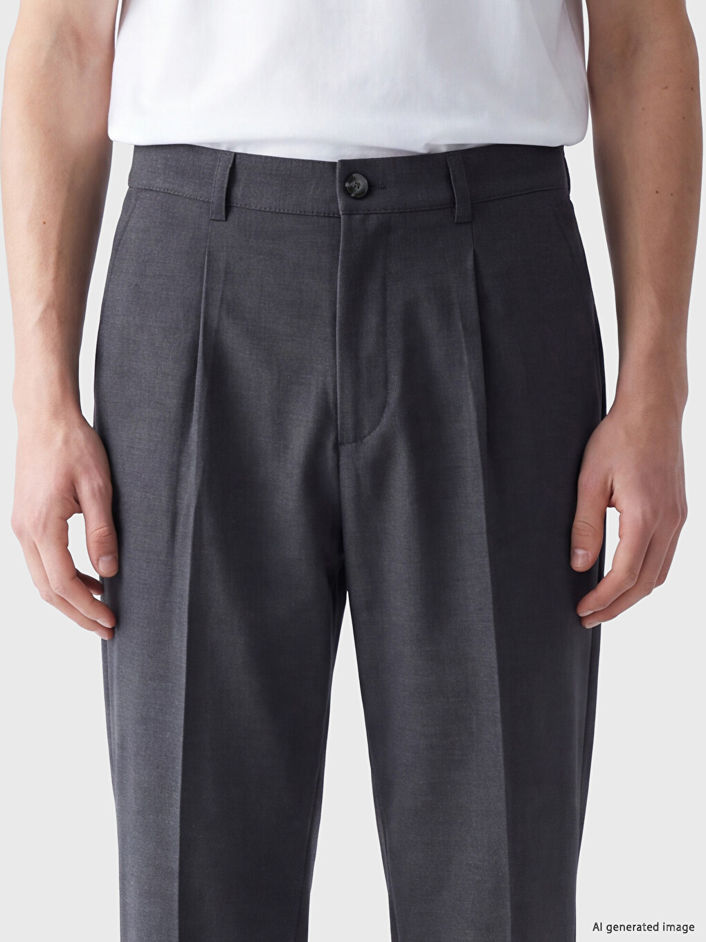 Antrasit Regular Fit Pileli Erkek Pantolon-2