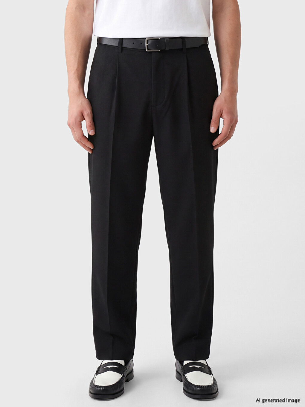 Siyah Regular Fit Pileli Erkek Pantolon-1