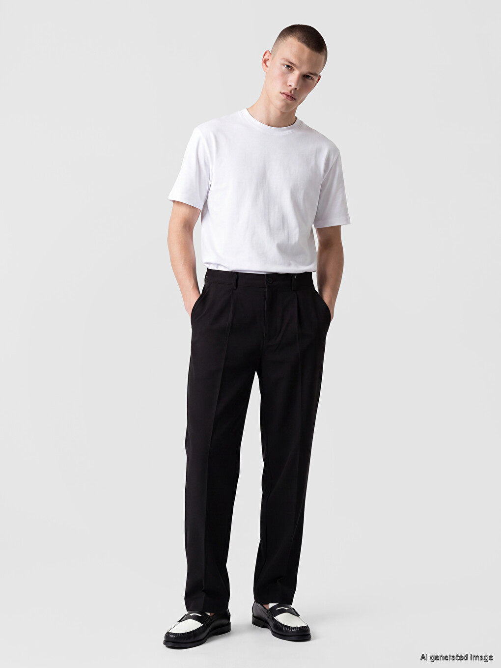 Regular Fit Muške Plisirane Pantalone