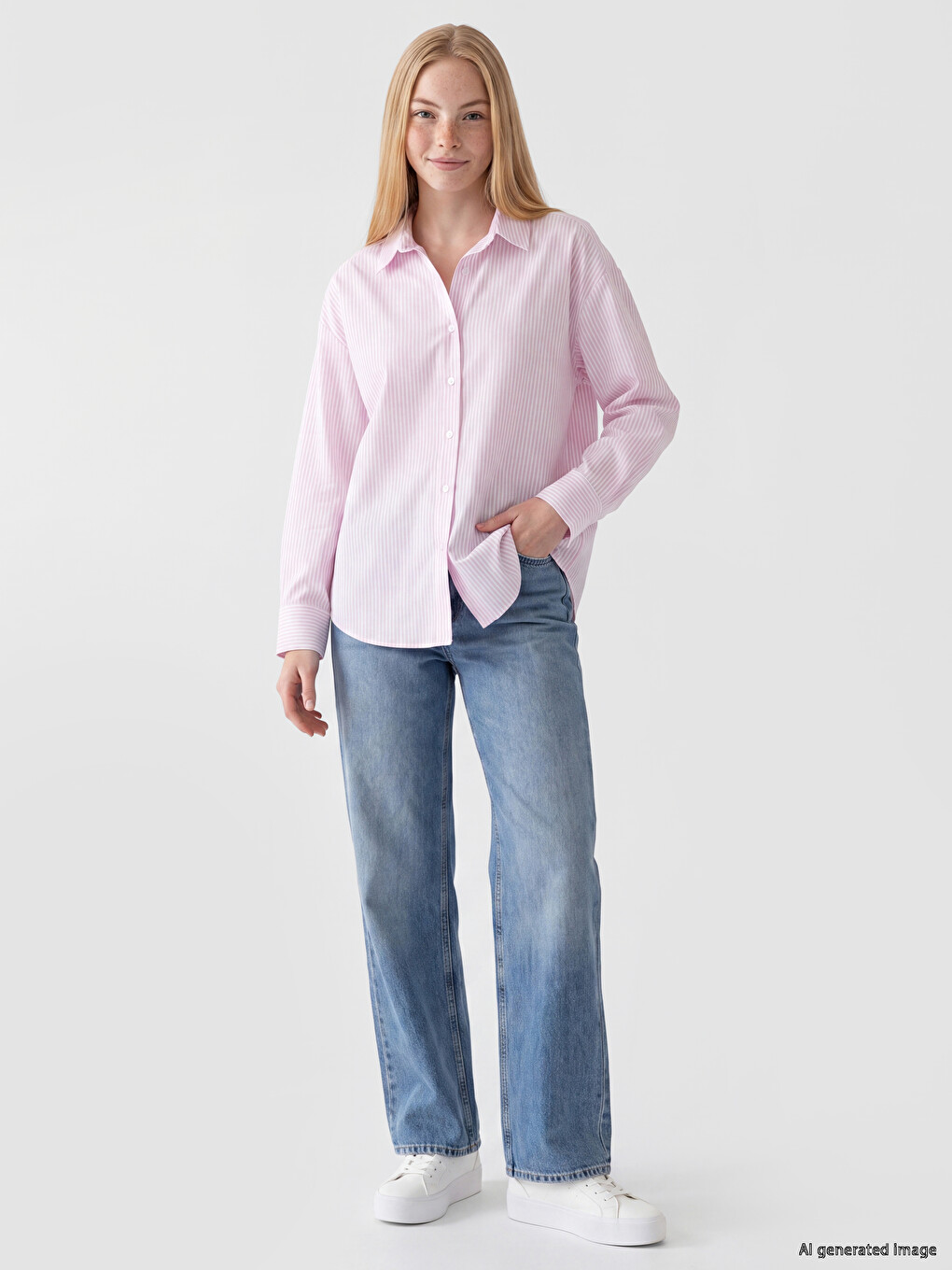 Striped Oversize Oxford Women's Shirt-1