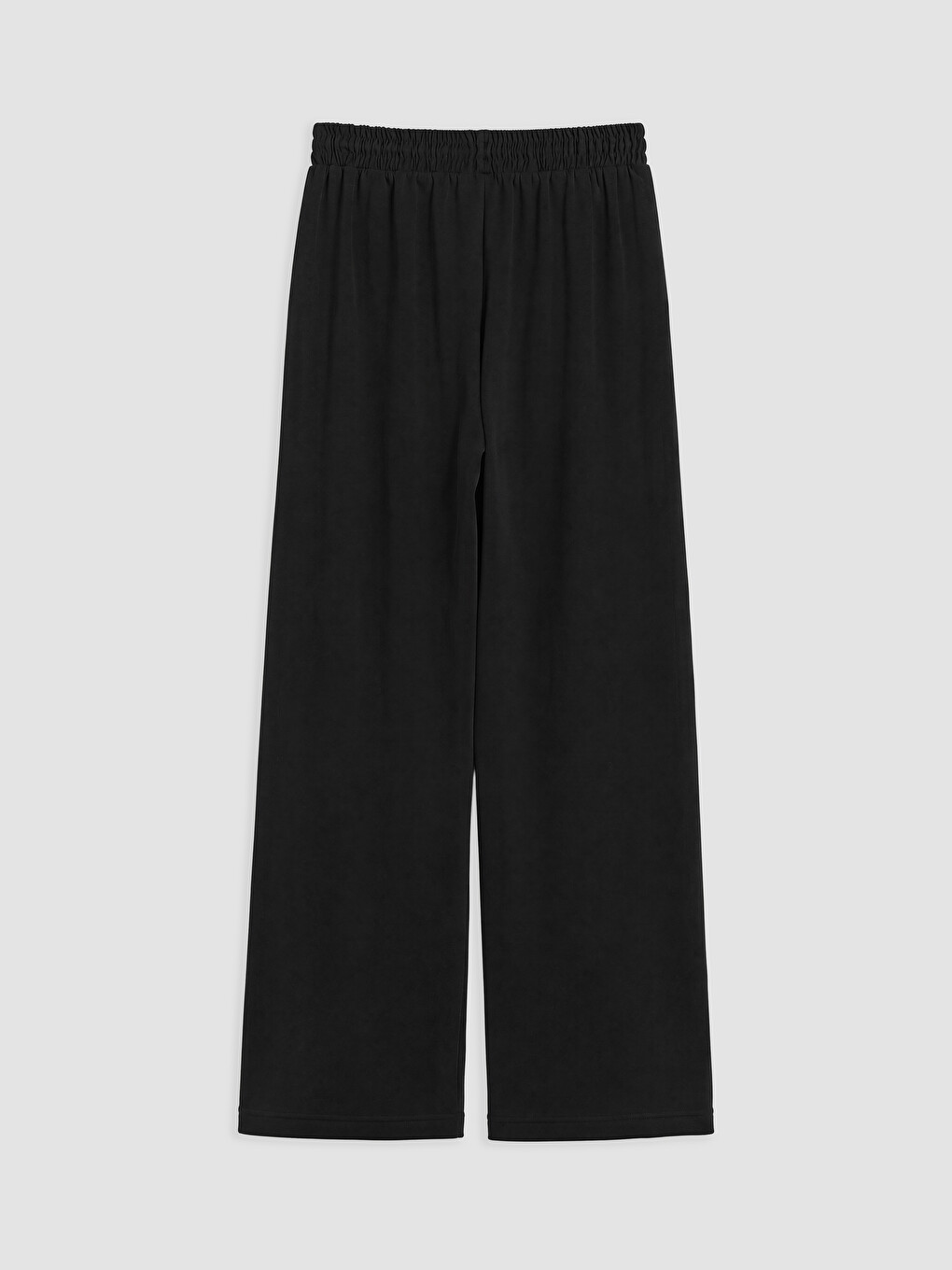 Siyah Beli Lastikli Geniş Paça Kadın Pantolon-5