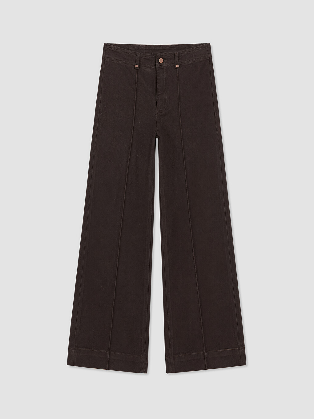 Kahverengi Wideleg Kadın Jean Pantolon