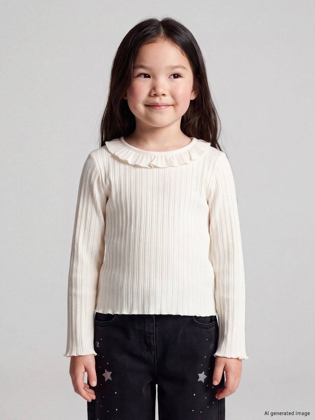 Ruffle Collar Girls' T-shirt