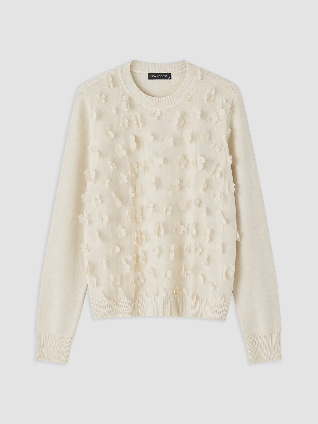 Flower Appliqued Women's Knitwear Sweater-4