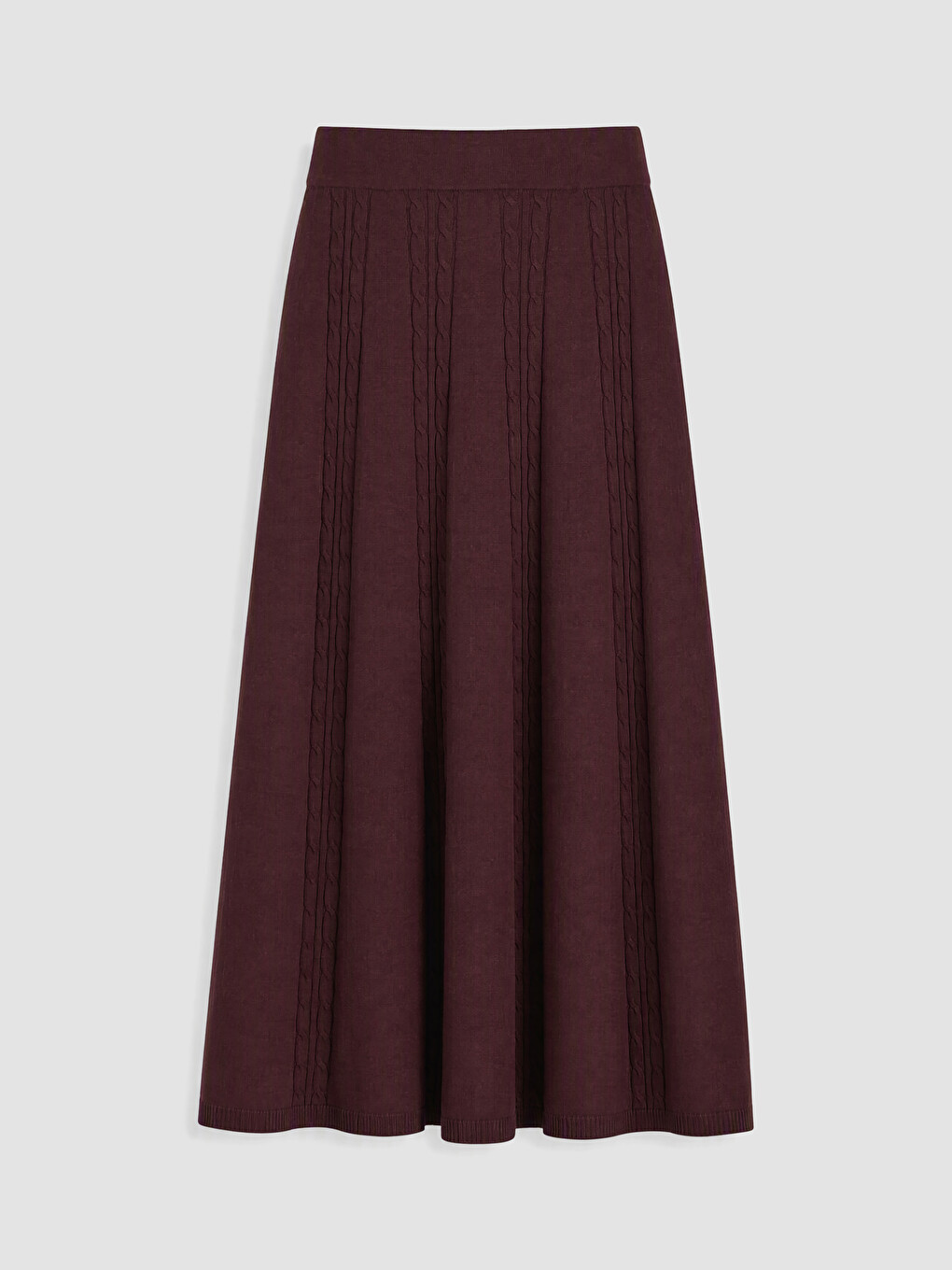 Elastic Waist Cable Knit Patterned Knitwear Skirt