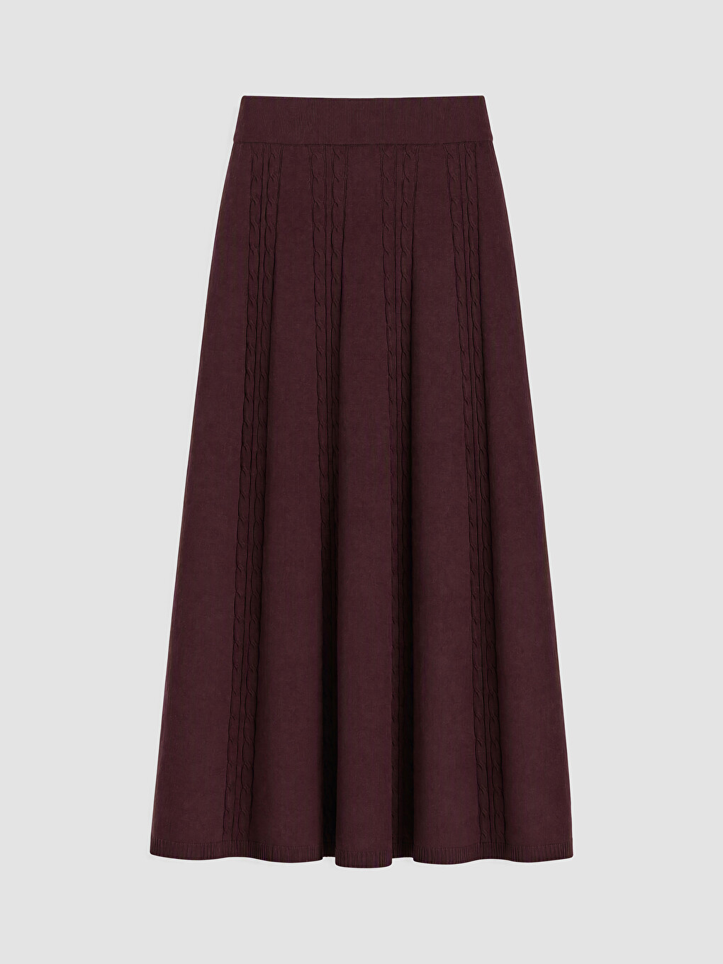Elastic Waist Cable Knit Patterned Knitwear Skirt-2