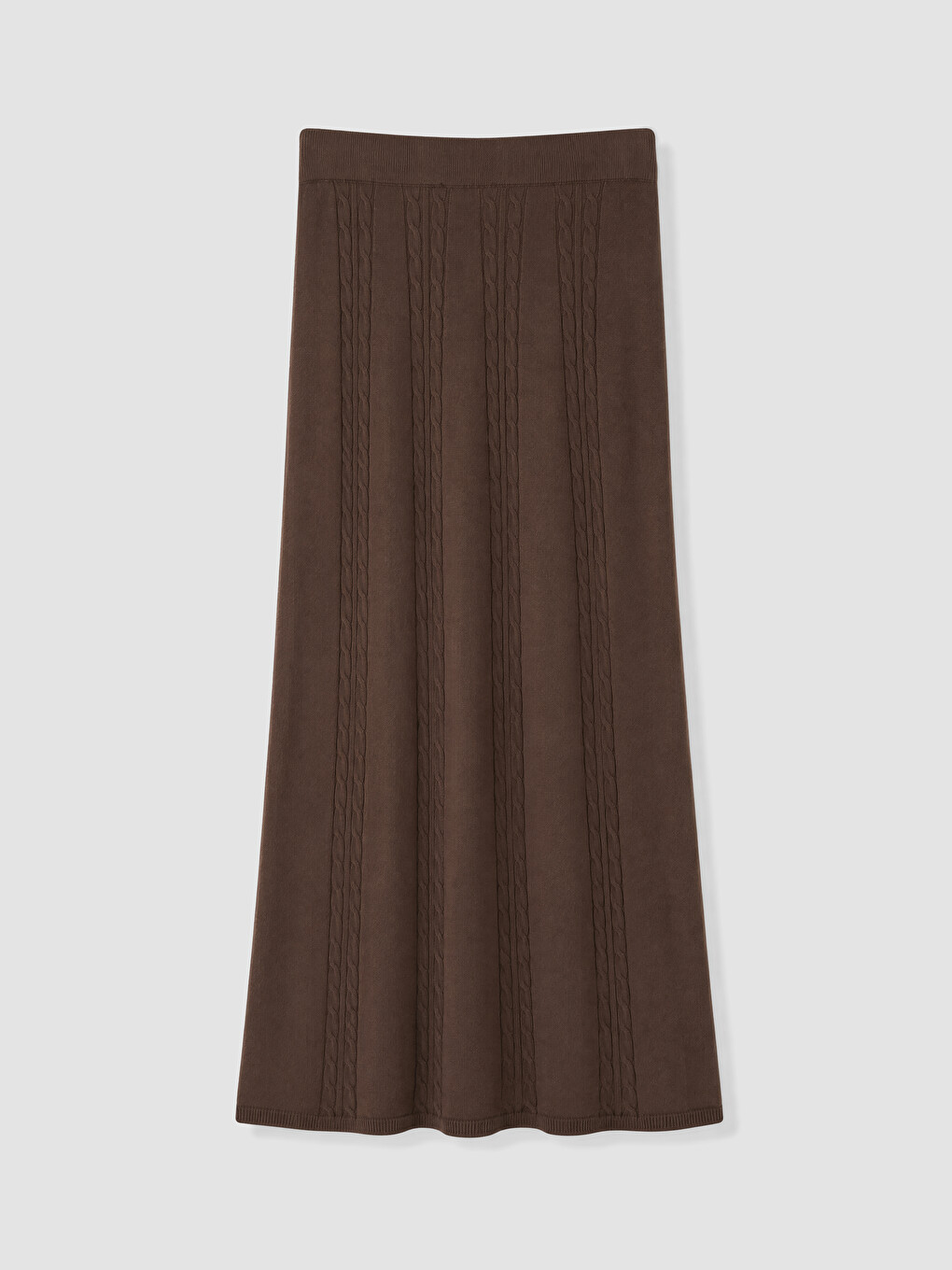 Elastic Waist Cable Knit Patterned Knitwear Skirt