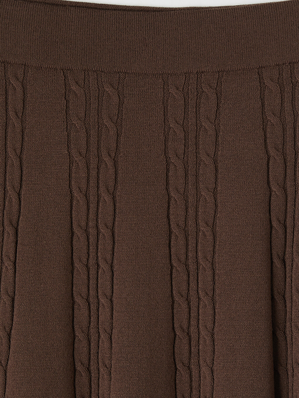 Elastic Waist Cable Knit Patterned Knitwear Skirt-1