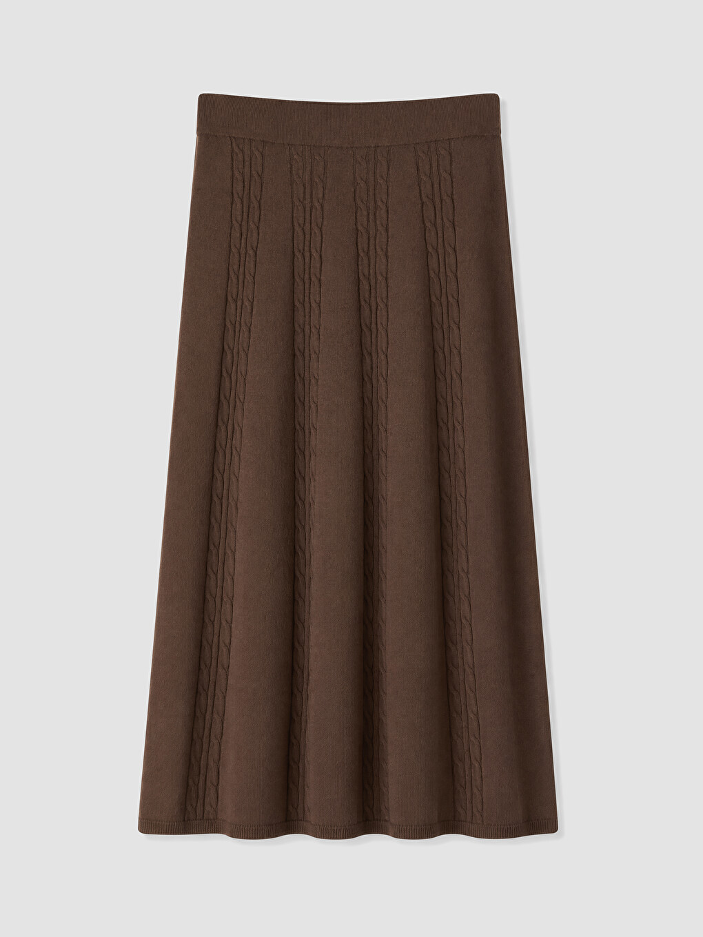 Elastic Waist Cable Knit Patterned Knitwear Skirt-2
