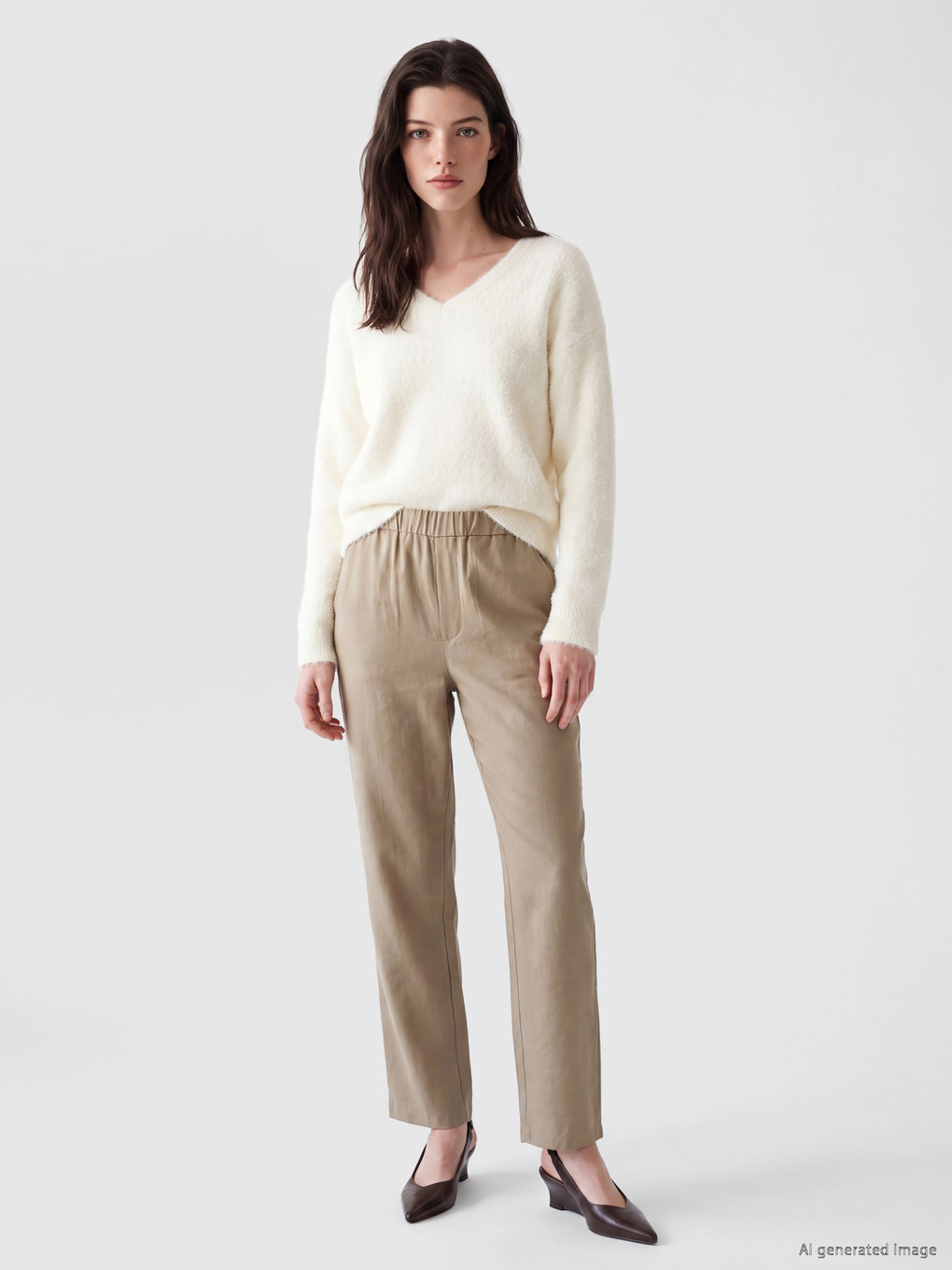 V Neck Women's Knitwear Sweater-1