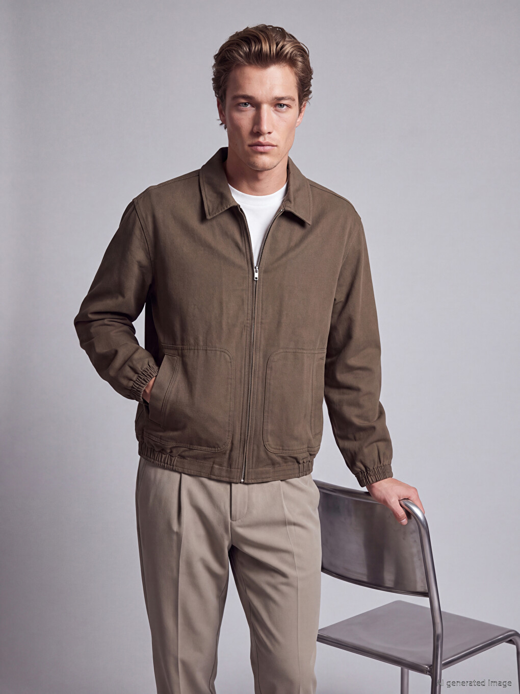  Relax Fit Gabardine Men's Shirt Jacket
