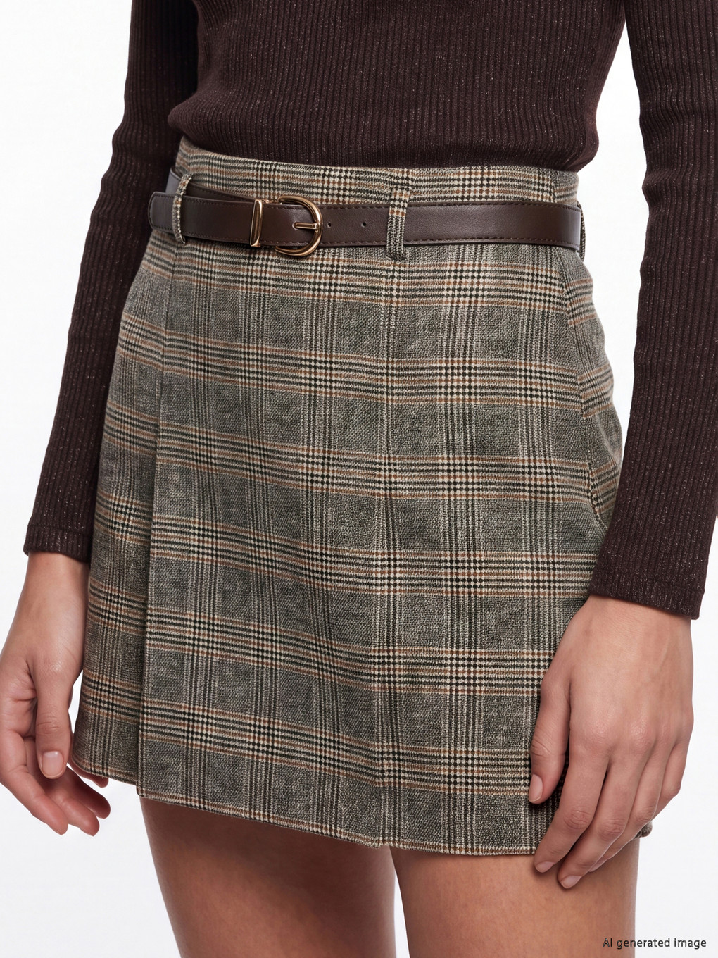 Belted Plaid Skort-2