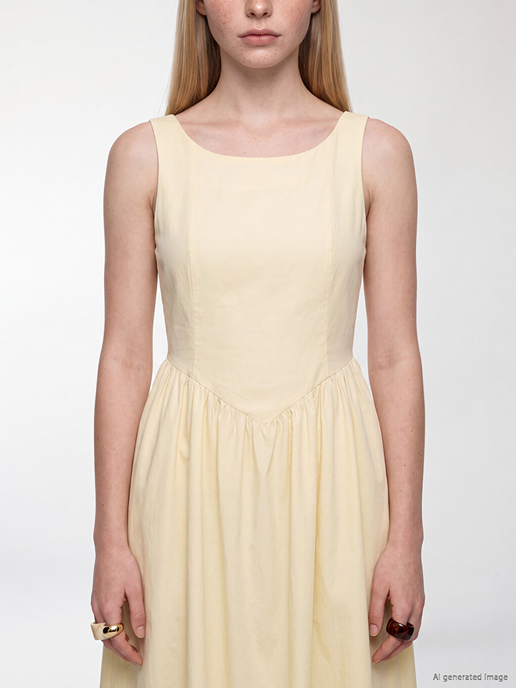 U Neck Fitted Waist Corseted Dress-2