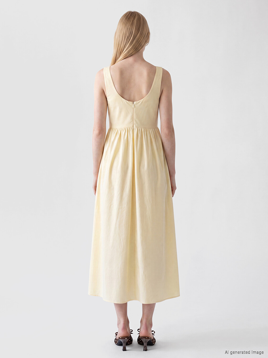 U Neck Fitted Waist Corseted Dress-3