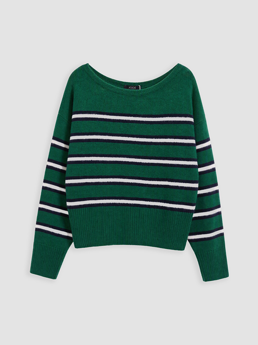 Slash Neck Striped Women's Knitwear Sweater
