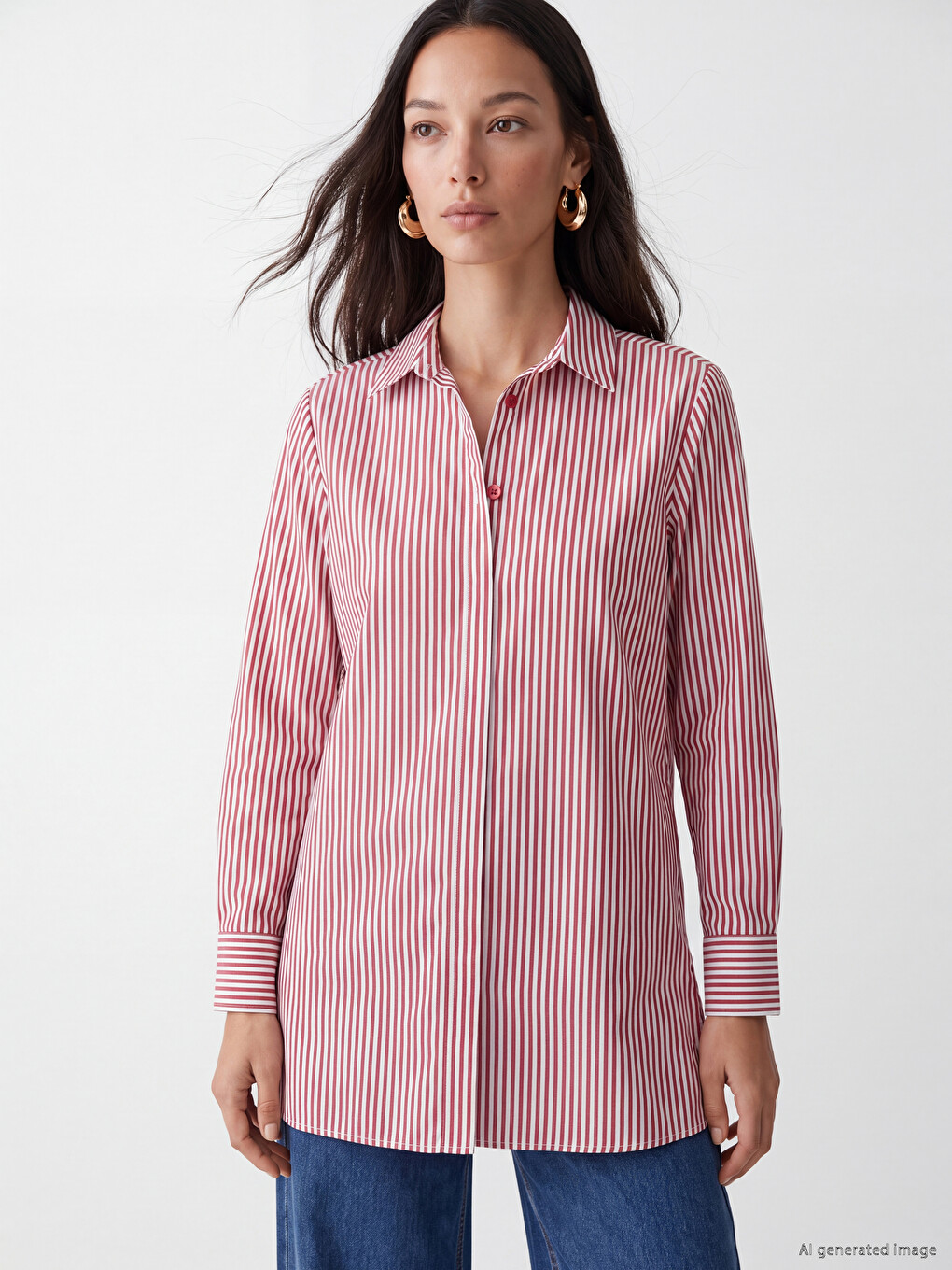Tunique Chemise Femme En Popeline Rayée