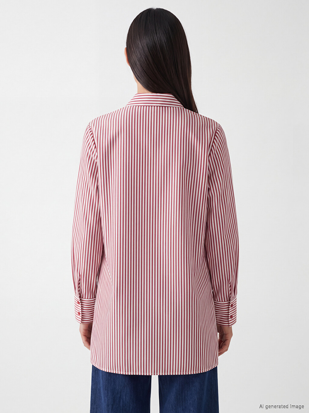 Tunique Chemise Femme En Popeline Rayée-3