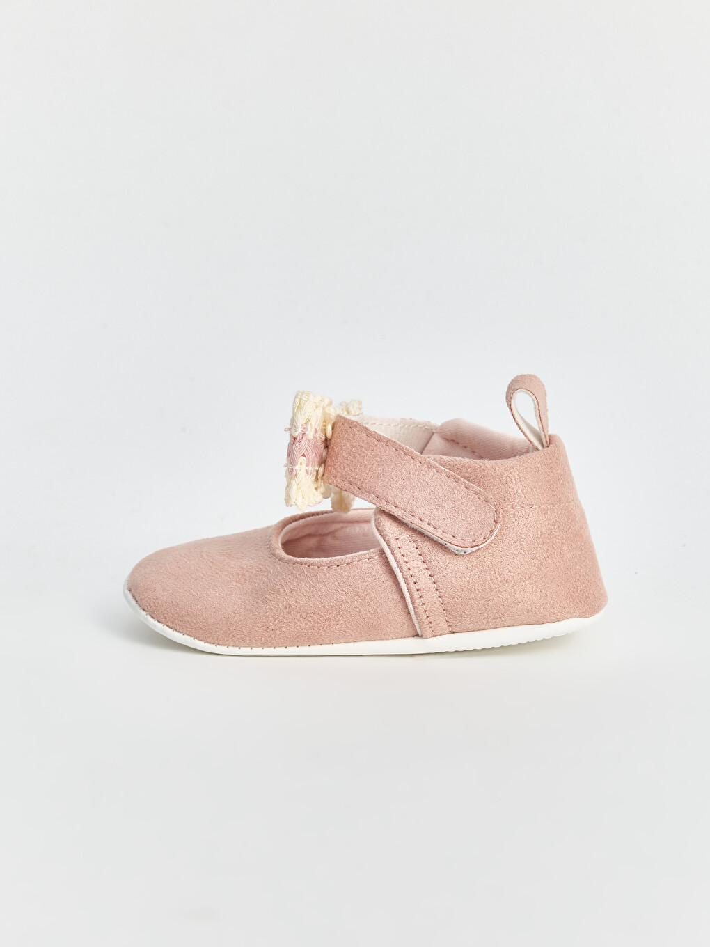 Pembe Süet Görünümlü Kız Bebek Yürüme Öncesi Ayakkabı-1