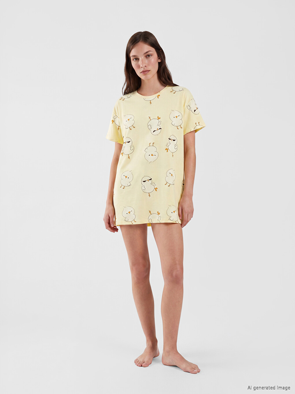 Crew Neck Patterned Women's Nightdress
