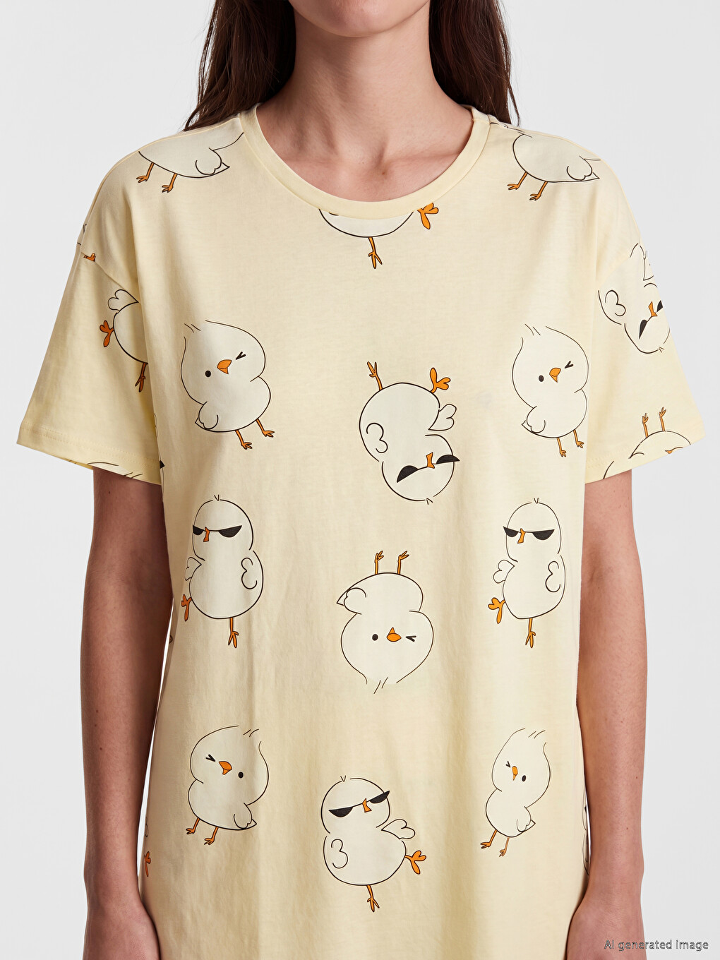 Crew Neck Patterned Women's Nightdress-2