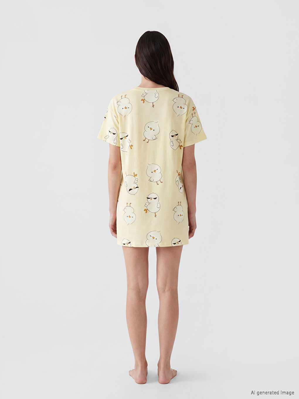 Crew Neck Patterned Women's Nightdress-3