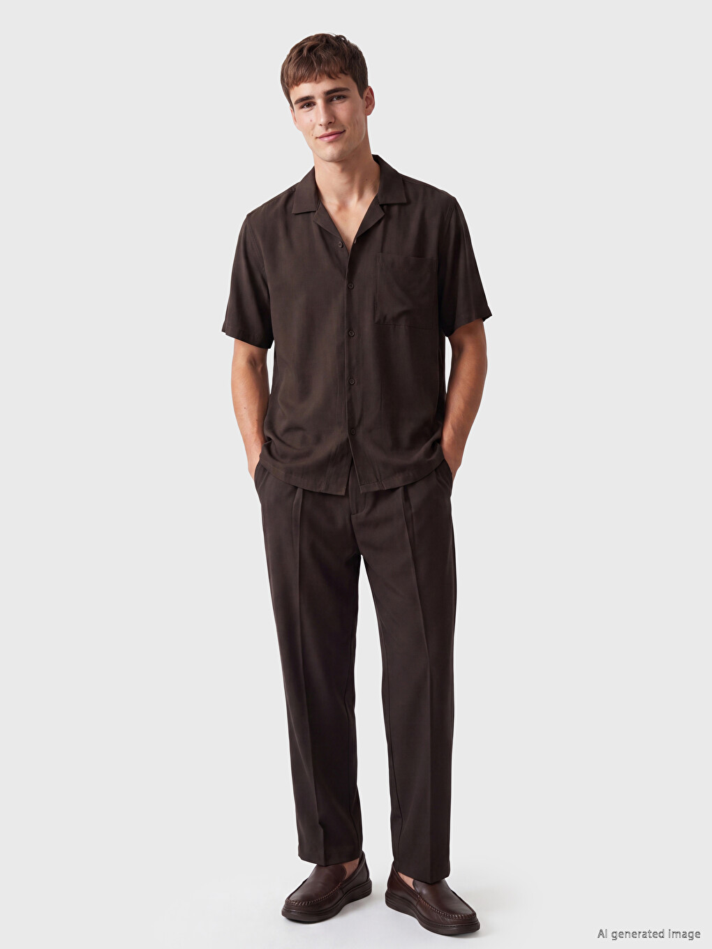 Regular Fit Resort Collar Short Sleeve Men's Shirt-1
