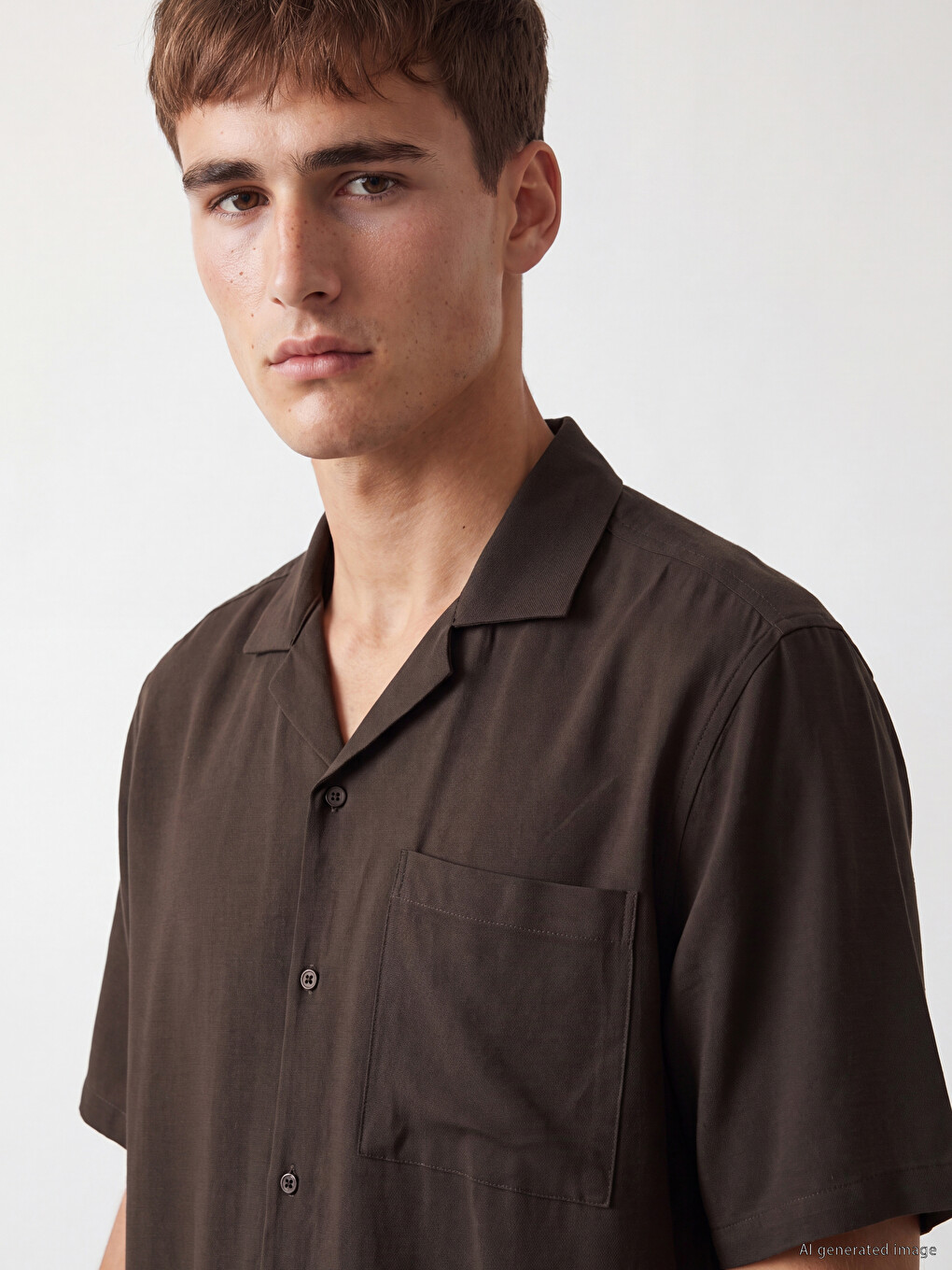 Regular Fit Resort Collar Short Sleeve Men's Shirt-2