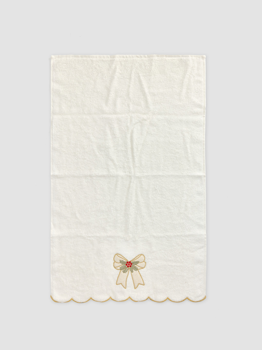 Ekru Nakışlı Pamuklu Yüz Havlusu 50x80 Cm-1
