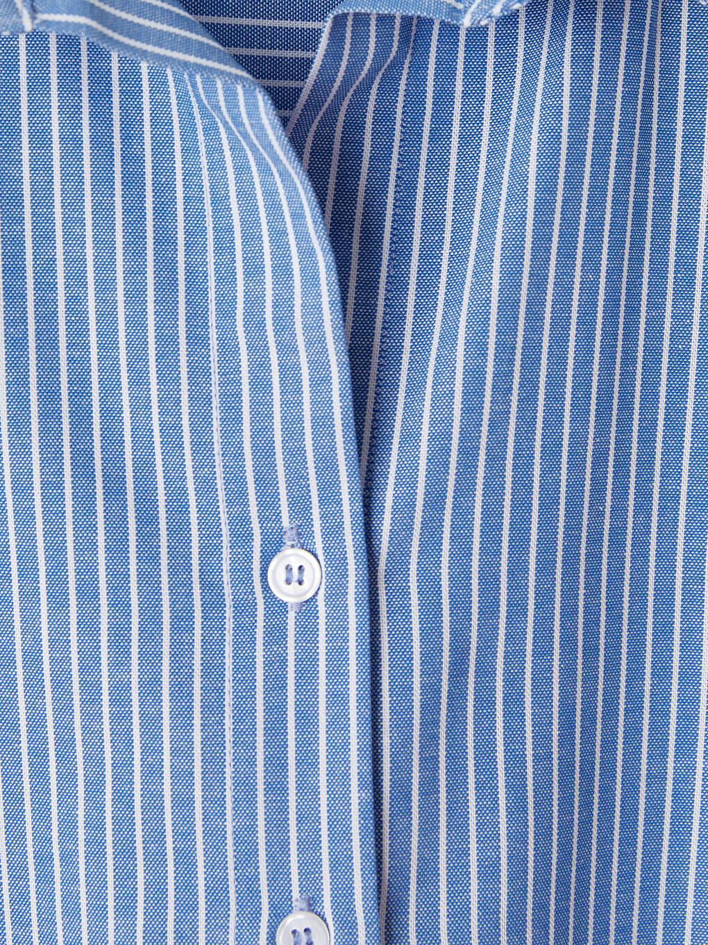 Mavi Çizgili Oversize Oxford Kadın Gömlek-5
