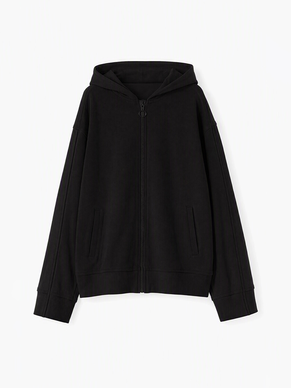 Siyah Kolay Giyilebilir Kız Çocuk Fermuarlı Sweatshirt-2