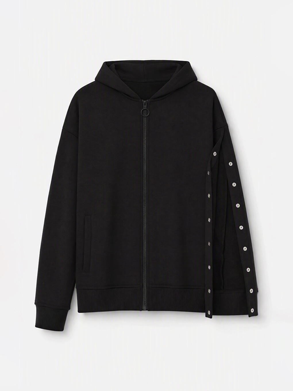 Siyah Kolay Giyilebilir Kız Çocuk Fermuarlı Sweatshirt