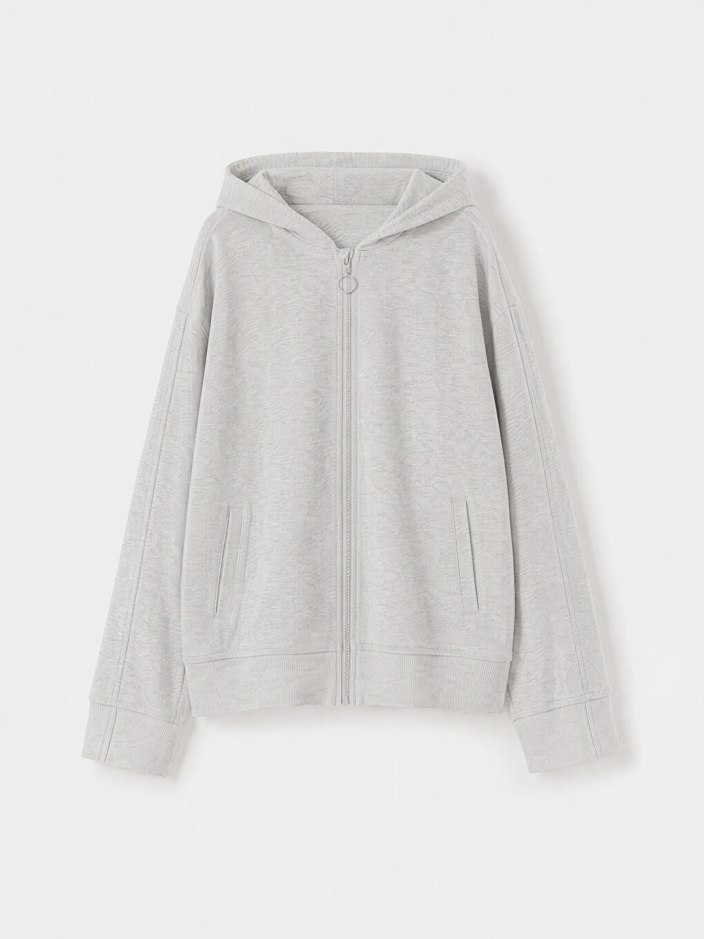 Gri Kolay Giyilebilir Kız Çocuk Fermuarlı Sweatshirt