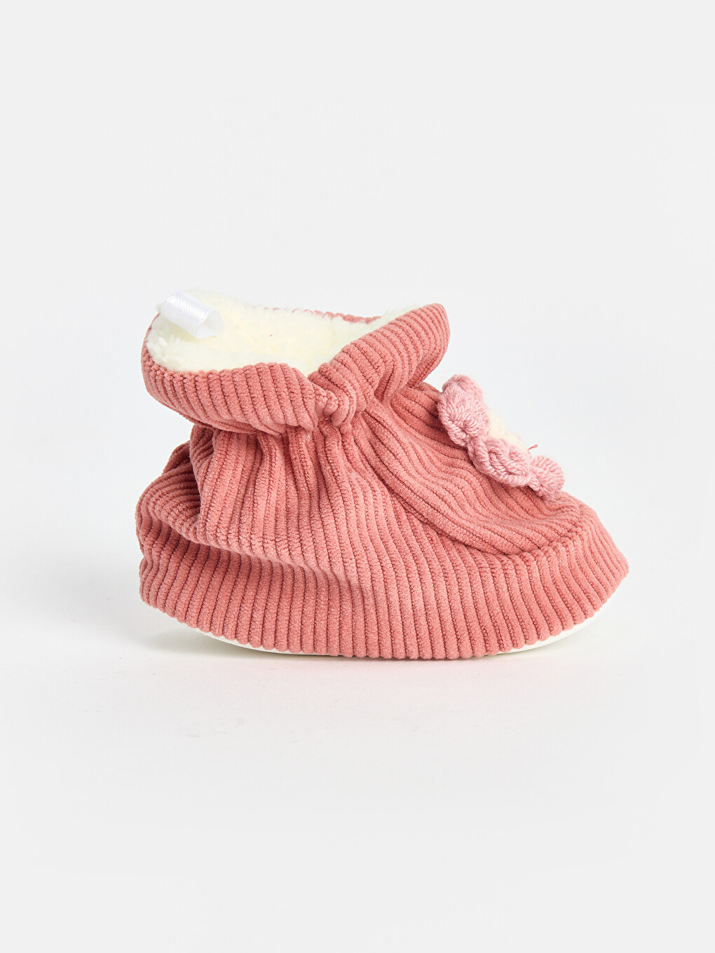 Pembe Örgü Çiçekli Kız Bebek Yürüme Öncesi Ayakkabı-1