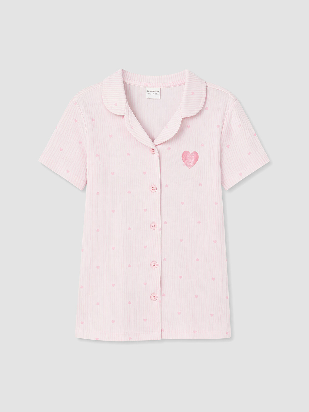 Pembe Gömlek Yaka Kız Çocuk Şortlu Pijama Takımı-1