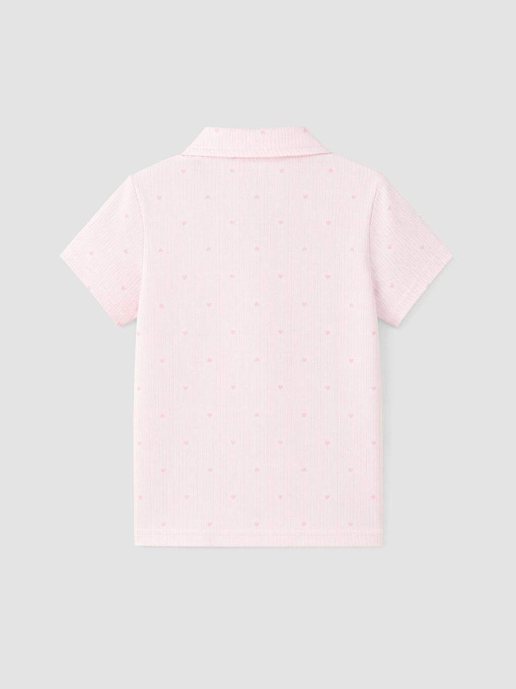 Pembe Gömlek Yaka Kız Çocuk Şortlu Pijama Takımı-3
