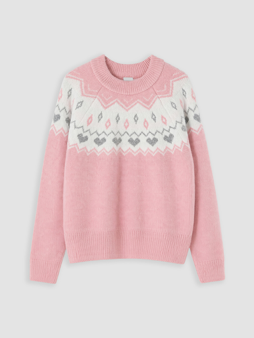 Patterned Crew Neck Girls' Knitwear Sweater