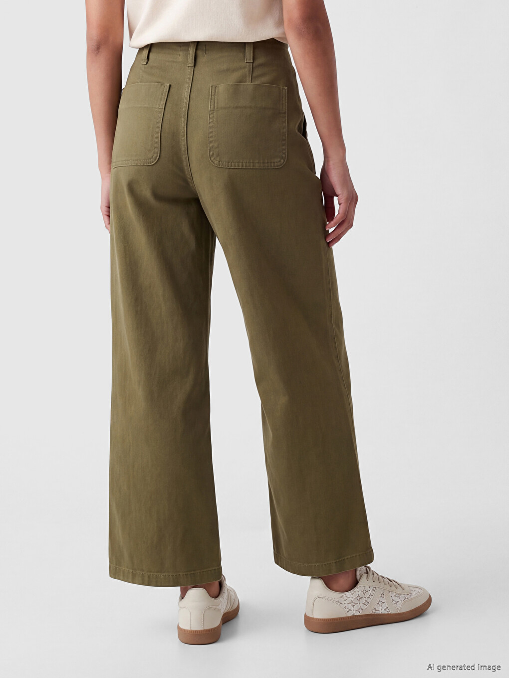 Kahverengi Wideleg Kadın Jean Pantolon-3