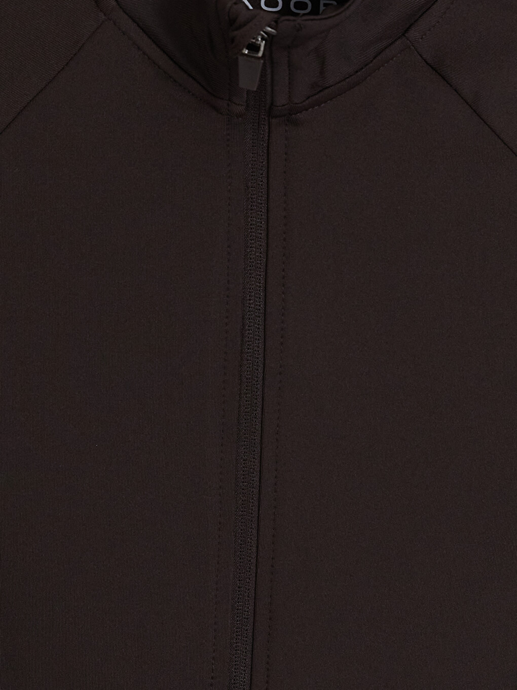 Kahverengi Dik Yaka Parmak Geçmeli Kadın Fermuarlı Sweatshirt-2