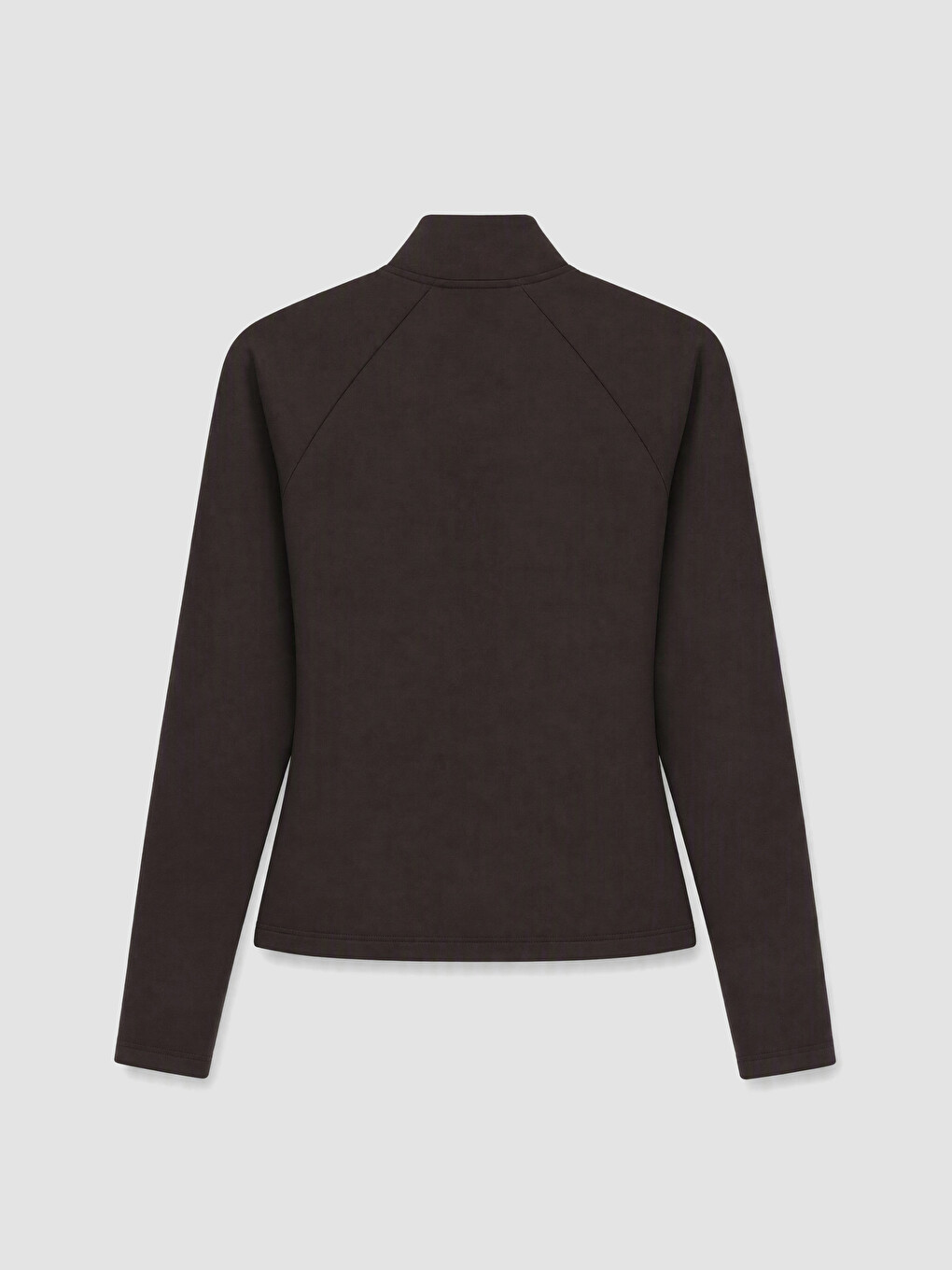 Kahverengi Dik Yaka Parmak Geçmeli Kadın Fermuarlı Sweatshirt-3