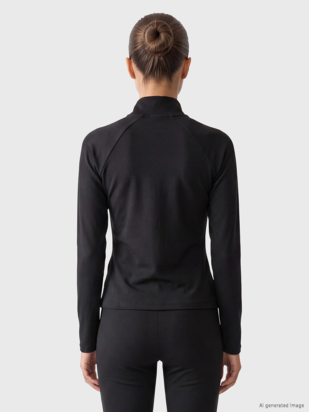 Dik Yaka Kadın Fermuarlı Sweatshirt-3