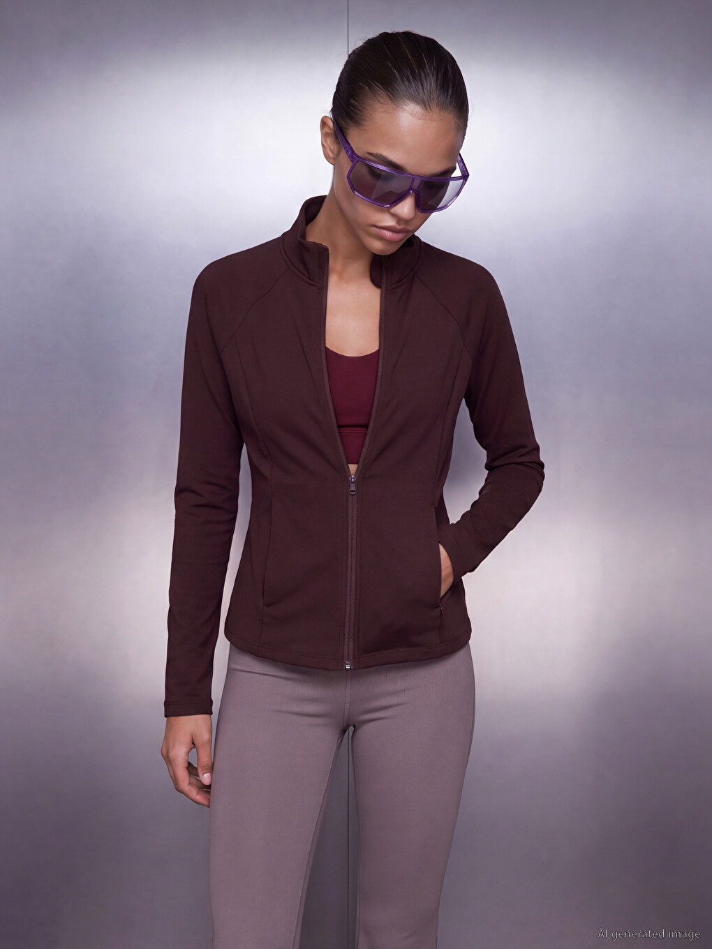 Mock Neck Women's Zip-up Sweatshirt
